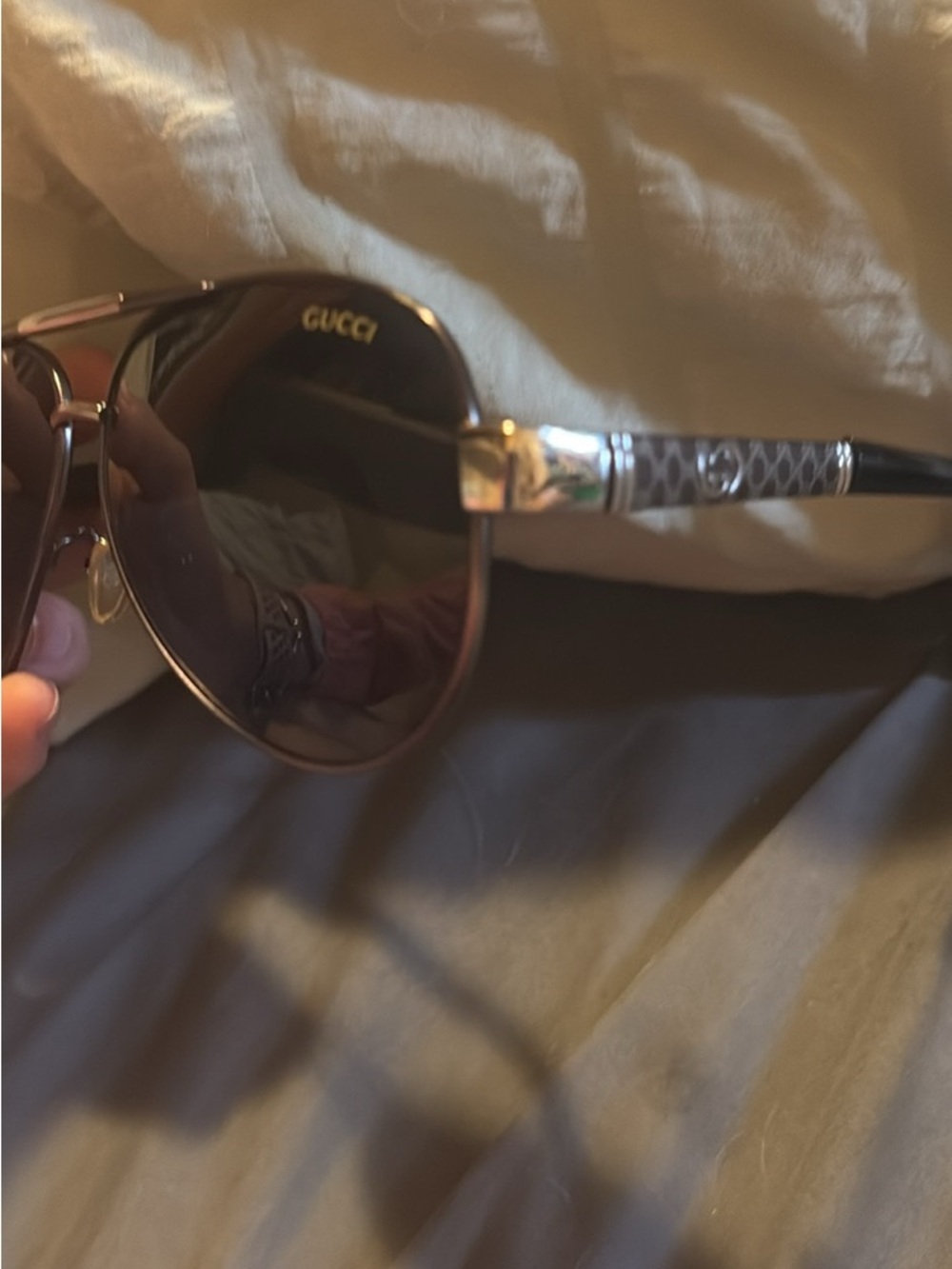 Black Gucci Aviator Sunglasses - Picture 4 of 7